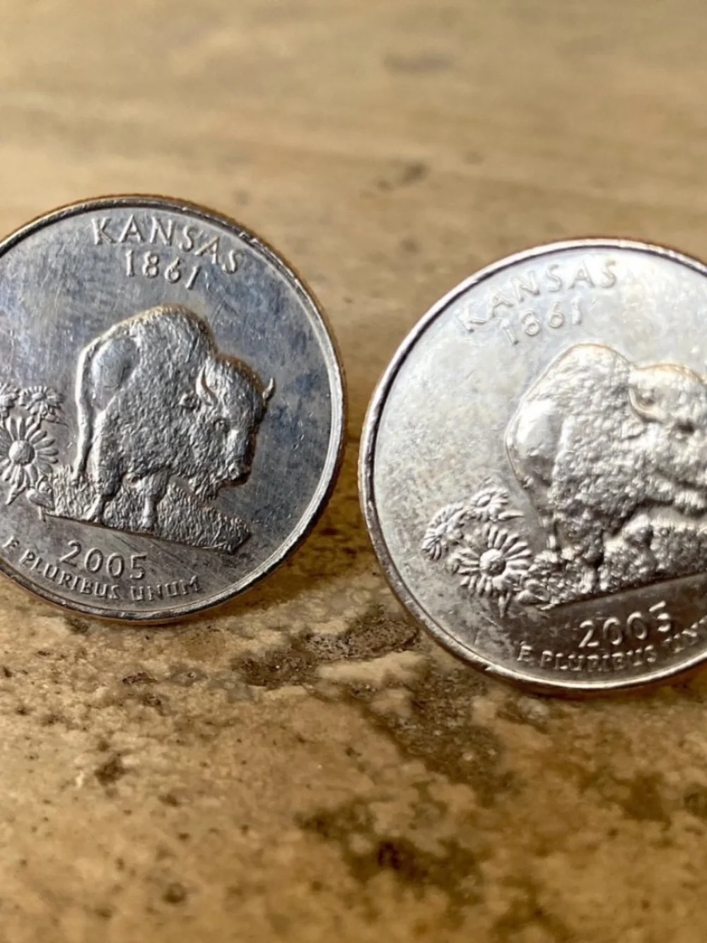 Two Pairs Buffalo Coin Cufflinks Kansas State  Quarter & 1925 Original